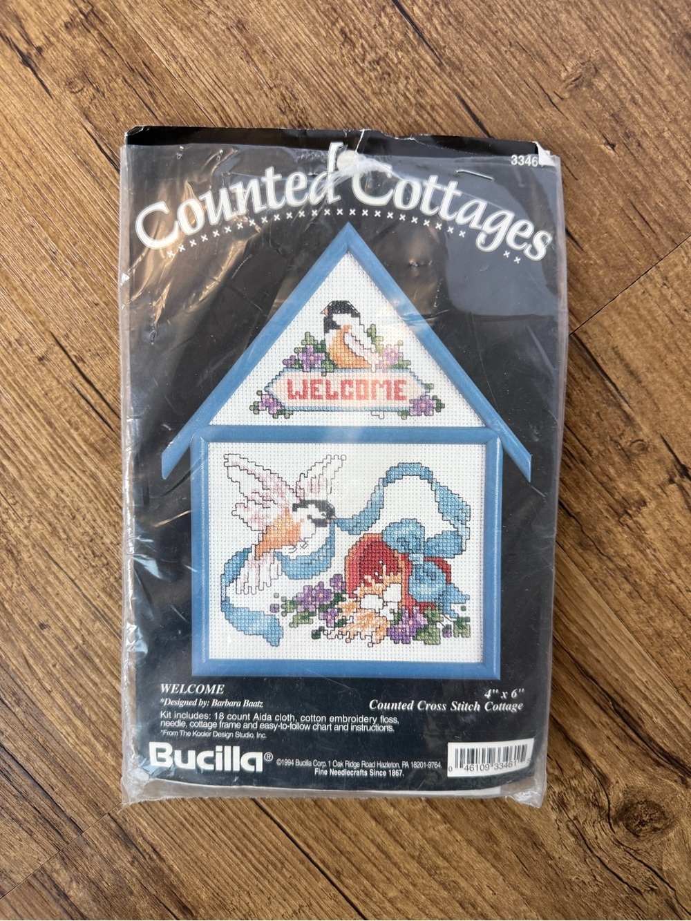 Vintage 1994 Bucilla Counted Cottages Welcome Cross Stitch Kit 3346